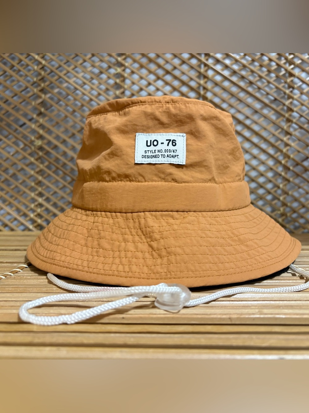 Urban Outfitters Orange Bucket Hat with Chin Cord